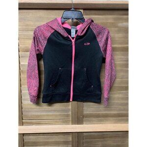 Champion C9 Girls Zip Up Hoodie Black/ Pink Size Medium (7/8)